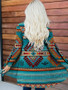 Women's Turquoise Fabric Native Dreamcatcher Printed Cardigan