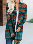 Women's Turquoise Fabric Native Dreamcatcher Printed Cardigan