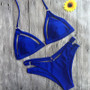 Bikini Blue Halter Bandage Swimsuits High Waist
