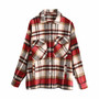 Autumn winter green plaid jacket and coat Fashion button long sleeve coat casual office warm outwear oversized ladies jackets