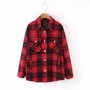 Autumn winter green plaid jacket and coat Fashion button long sleeve coat casual office warm outwear oversized ladies jackets