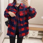 Autumn winter green plaid jacket and coat Fashion button long sleeve coat casual office warm outwear oversized ladies jackets