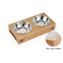 Cat Dog Stainless Steel/Ceramic Feeding and Drinking Bowl Combination with Bamboo Frame