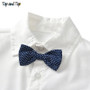 Spring&Autumn Baby Boy Gentleman Suit White Shirt with Bow Tie+Striped Vest+Trousers 3Pcs