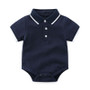 Summer Solid Cotton Short Sleeve Baby Rompers Boys Jumpsuits