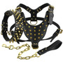 Leather Dog Harness Spiked Studded Dog Pet Collar Harness