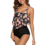 Retro Ruffle Bikini Set Floral Print Tankini Push Up Swimsuit