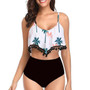 Retro Ruffle Bikini Set Floral Print Tankini Push Up Swimsuit