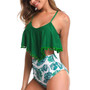 Retro Ruffle Bikini Set Floral Print Tankini Push Up Swimsuit