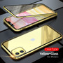 Double Sided Magnetic Adsorption Metal Glass Case For iPhone 11 Pro XR XS Max For iPhone 7 8 6 Plus SE2 360 Full Protector Cover