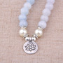 Aquamarine Lotus Charm Bracelet