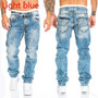 WEPBEL Men's Fashion Jeans Casual Full Length Trousers Straight Men's Pants Hip-Hop Cowboy Jeans