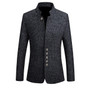 Vintage Blazer Coats Casual Stand Collar Jackets Male Slim Fit