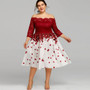 Off Shoulder Plus Size Floral Print Vintage Dress (L- 4XL)