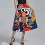 Print Pleated Skirt High Waist