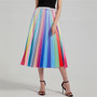 Print Pleated Skirt High Waist