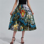 Print Pleated Skirt High Waist