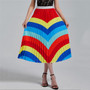 Print Pleated Skirt High Waist