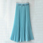 Skirts with Belt High Waist Chiffon Pleated