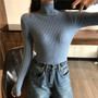 Winter Thick Sweater Women Knitted Ribbed Pullover Sweater Long Sleeve Turtleneck