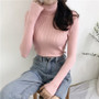 Winter Thick Sweater Women Knitted Ribbed Pullover Sweater Long Sleeve Turtleneck