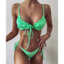 String Swimsuit Pleated Bikini Set