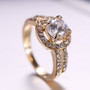 women gold  Bride wedding Crystal Ring Engagement Ring