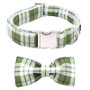 Green Plaid Dog Collar w/ Detachable Bow