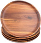 Acacia Wood Dinner Plates, 8 Inch Round Wood Plates Set of 4
