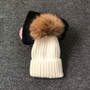 Fur Pom Poms Winter Knitted Beanies Hat for Kids and Adults