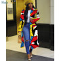 Plaid Print Trench Coat for Women Color Block Long Sleeve Elegant Oversized Loose *Plus size available