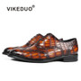 Vikeduo 2019 Handmade Retro Designer Fashion Luxury Party Wedding Male Oxford Shoe Genuine Crocodile Leather Men Dress Shoes|Oxfords