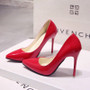 2018 HOT Women Shoes Pointed Toe Pumps Patent Leather Dress  High Heels Boat Shoes Wedding Shoes Zapatos Mujer Blue wine red
