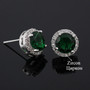 Classic Green AAA Cubic Zirconia Stud Earrings Round Crystal Girl Ear