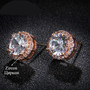 Classic Green AAA Cubic Zirconia Stud Earrings Round Crystal Girl Ear