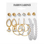 12 Pairs Flower Women'S Earrings Set Pearl Crystal Stud Earrings Boho Geometric Tassel Earrings