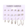 12 Pairs Flower Women'S Earrings Set Pearl Crystal Stud Earrings Boho Geometric Tassel Earrings