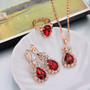 6 Colors Jewelry Sets Hoop Earrings Water Drop Earrings Red Jewelry Set Rhinestones For Women Pendant Necklace/Earrings/Rings