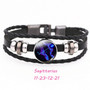 12 Constellation Zodiac Sign Black Buckle Leather Bracelet