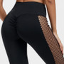 Black High Waist Leggings Women Mesh Patchwork