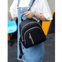 Black Backpack Fashion Women  Small Travel Backpacks Zipper Closure Oxford Daypack Schoolbag School Bag Set For Teen  Bookbag