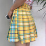 Rainbow Plaid Skirt Harajuku High Waist Mini #JU2403