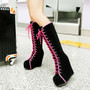 Lace Up High Heel Platform Boots Harajuku Shoes #JU2749