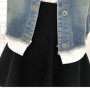 Casual Hooded Short Denim Patch Jacket Korean Jean Coat #JU2964