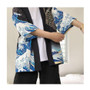 Wave Carp Print Kimono Japanese Cardigan #JU2454