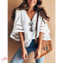 Women Casual Loose V Neck Kimono Chiffon Blouse Lady Summer Half Sleeve Solid Color Blouse Plus Size Tops