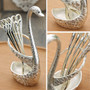 7Pcs Swan Fruit Base Holder Forks Set Stainless Steel Salad Dessert Tableware Zero Waste