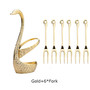 7Pcs Swan Fruit Base Holder Forks Set Stainless Steel Salad Dessert Tableware Zero Waste