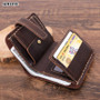 Handmade Crazy Horse Leather Men Wallet Short Vintage 100% Genuine Leather Real Cowhide Male Purse Card Holder With Coin Pocket