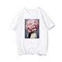 Harajuku Aesthetic Feather Flowers Printing T-shirt Fashion Women's T Shirts O Neck Short Sleeve Tee Shirt Casual Women Clothing